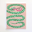 Greeting Card with the image of a spotted snake and the text "Missssss You" on the front by Banquet Workshop