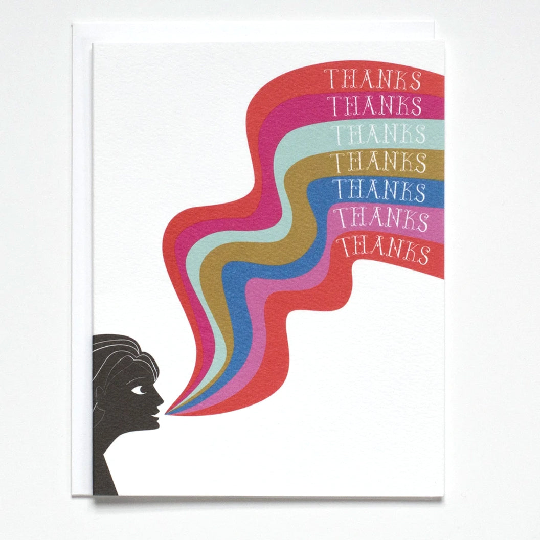 Greeting Card with rainbow waves that say &quot;Thanks&quot; by Banquet Workshop