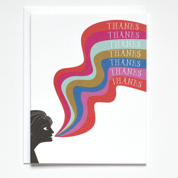 Greeting Card with rainbow waves that say "Thanks" by Banquet Workshop