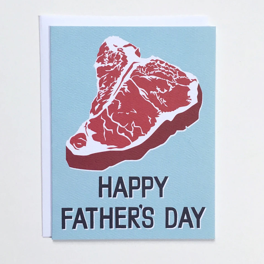 Happy Father's Day with a T Bone Steak Greeting Card
