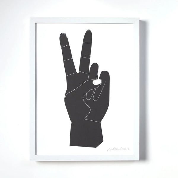 Banquet Workshop Peace Hand Print Wall Art in Black and White