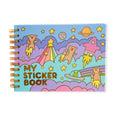 Hardcover Sticker Book in a retro style with an image of bears and rocket ships on the front cover