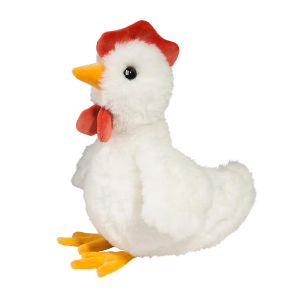 Bobbie Chicken Stuffed Animal in white with red comb and orange beak