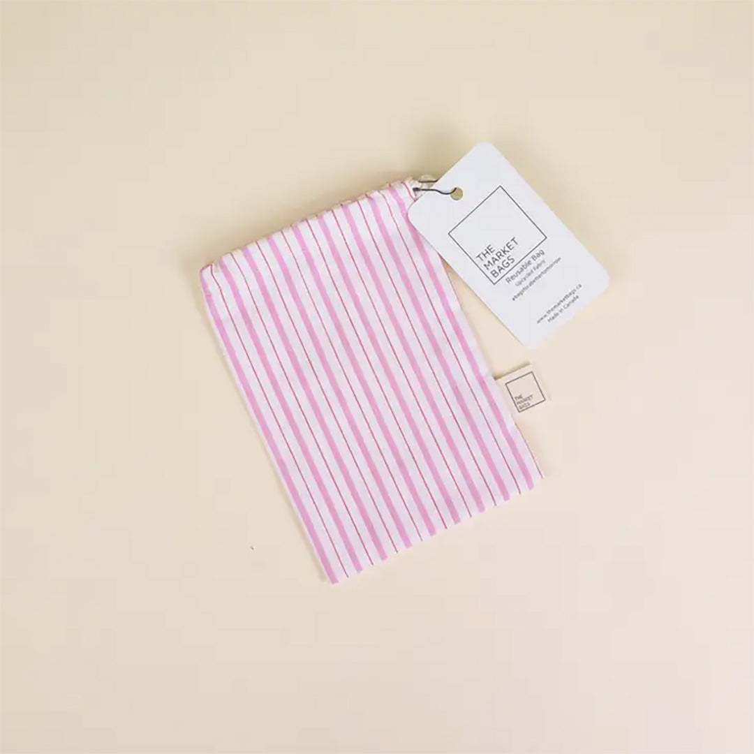 Eco-friendly Reusable small bag in pink stripes