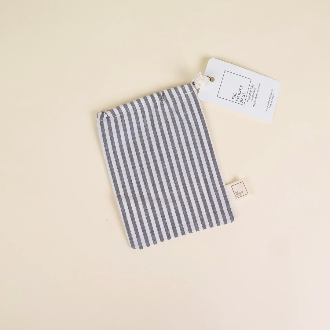 Eco-friendly Reusable small bag in charcoal stripes