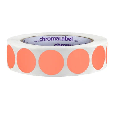Dot Circle Stickers in 1 inch size in Salmon