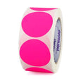 Circle Dot Stickers in 2 inch size in Fluorescent Pink