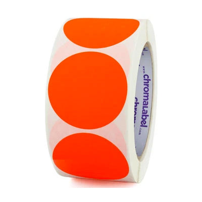 Circle Dot Stickers in 2 inch size in Fluorescent Red