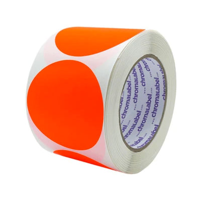 Circle Dot Stickers in 3 inch size in fluorescent red
