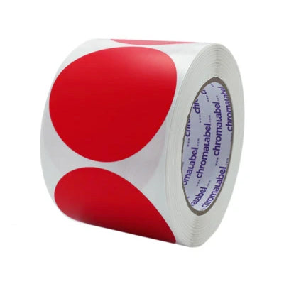 Circle Dot Stickers in 3 inch size in Red