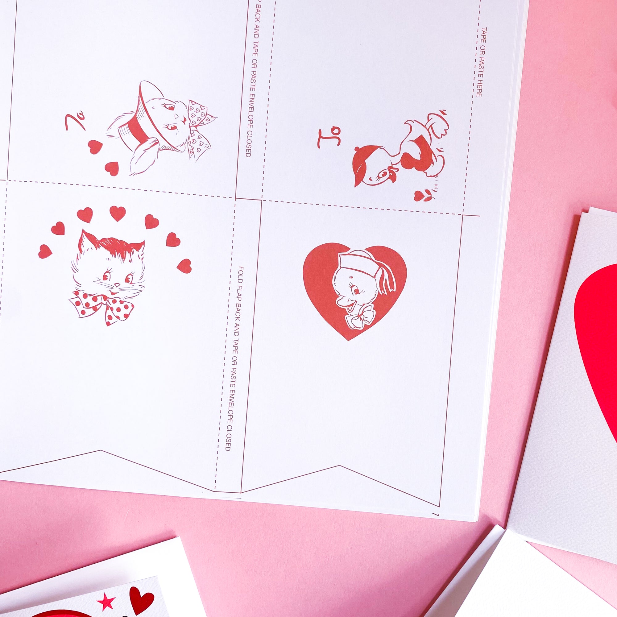 Vintage Valentines - Press-out Cards and Envelopes