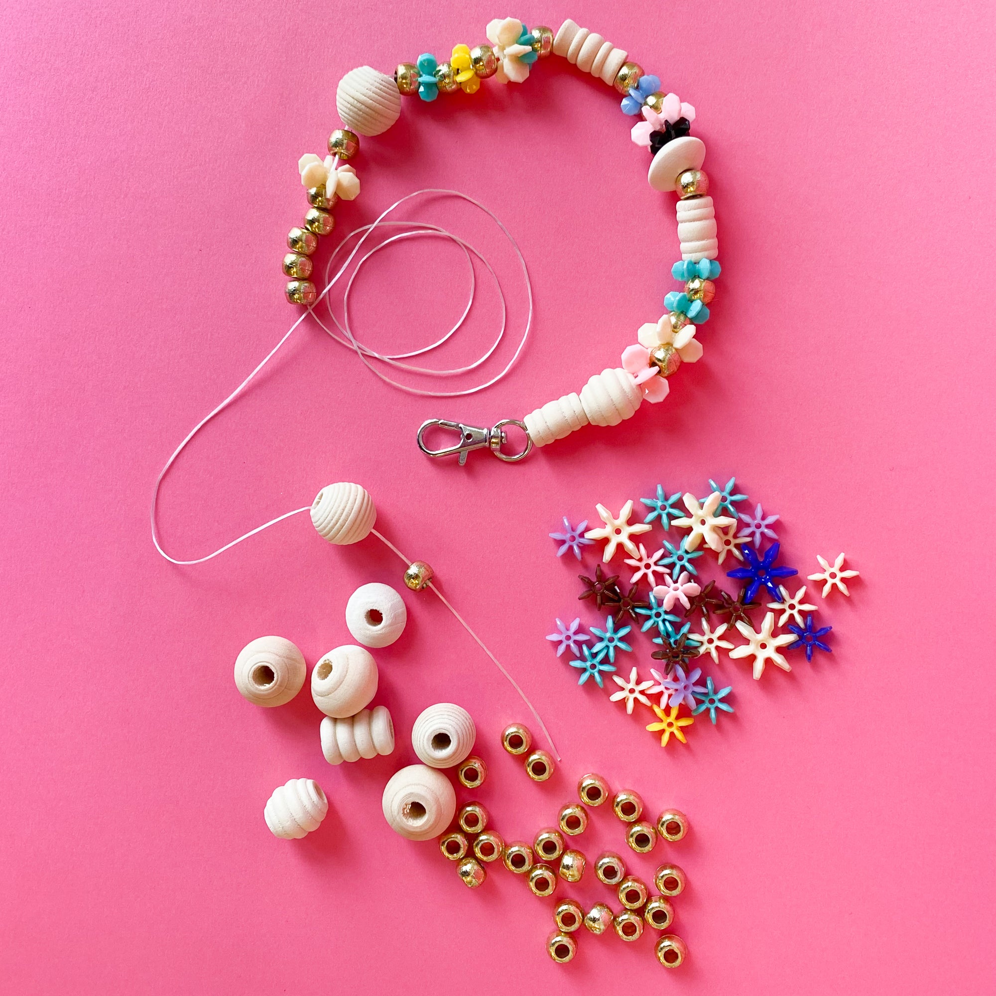 Craft Necklace example with pony beads, cartwheel beads and wood beads