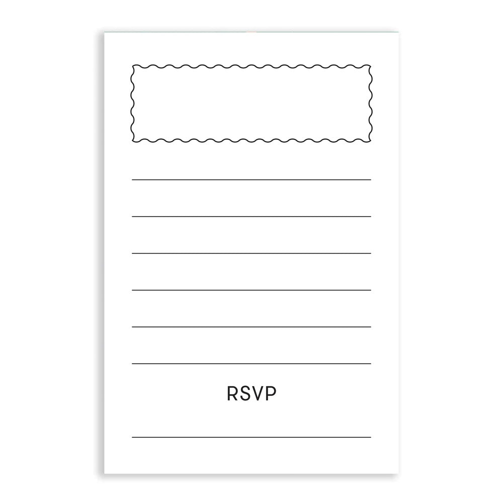 Back of the cute animal postcards with some lines and and RSVP