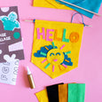 Felt Banner Craft Kit for Kids with glue, fabric, and instructions