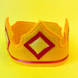 Felt Knight Crown in Golden Rod with Red and Yellow Diamonds