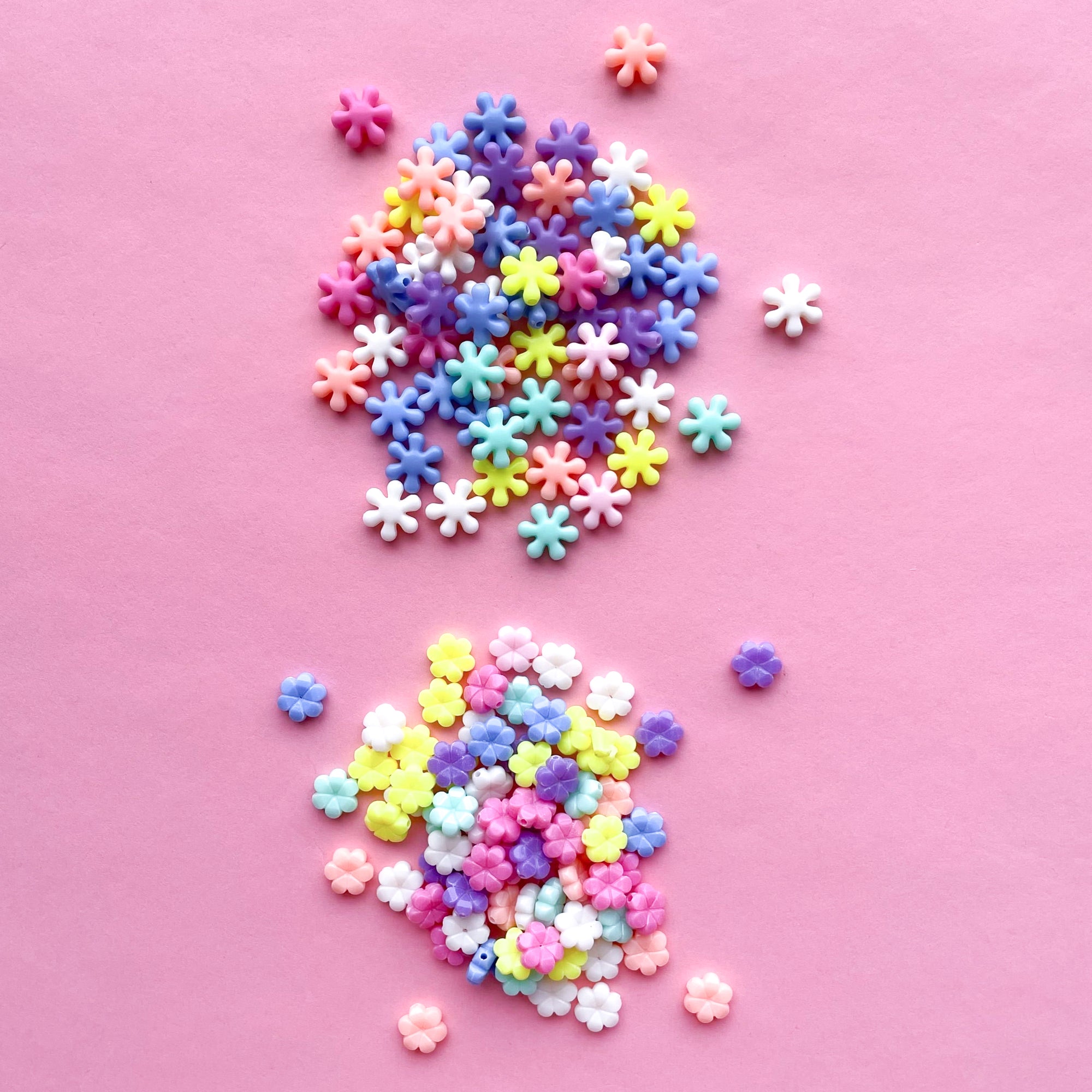 Pastel flower beads in two different flower shapes