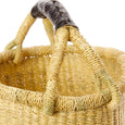 Handmade Baby Bolga Baskets in Natural with Black Leather Handle