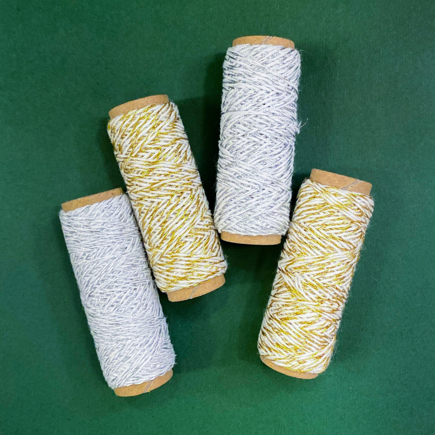 4 Spools Holiday Bakers Twine in Gold and Silver