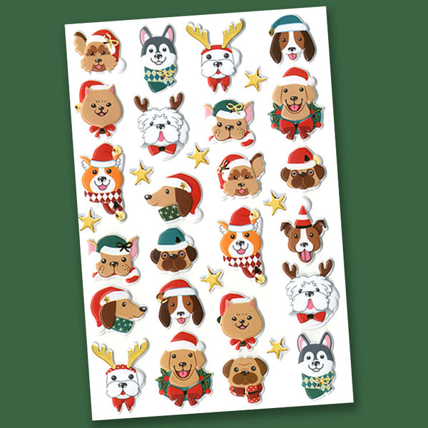 Holiday Stickers Puffy Foil - Dogs