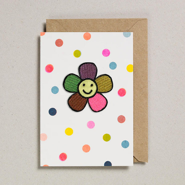 Iron on Patch Greeting Card - Happy Flower
