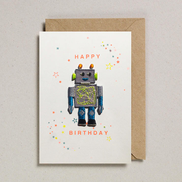 Iron on Patch Greeting Card - Robot Happy Birthday