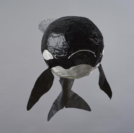 Black and White Whale Japanese Paper Ball Balloon by Petra Boase