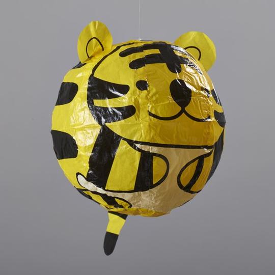 Yellow and black Tiger Japanese Paper Ball Balloon by Petra Boase