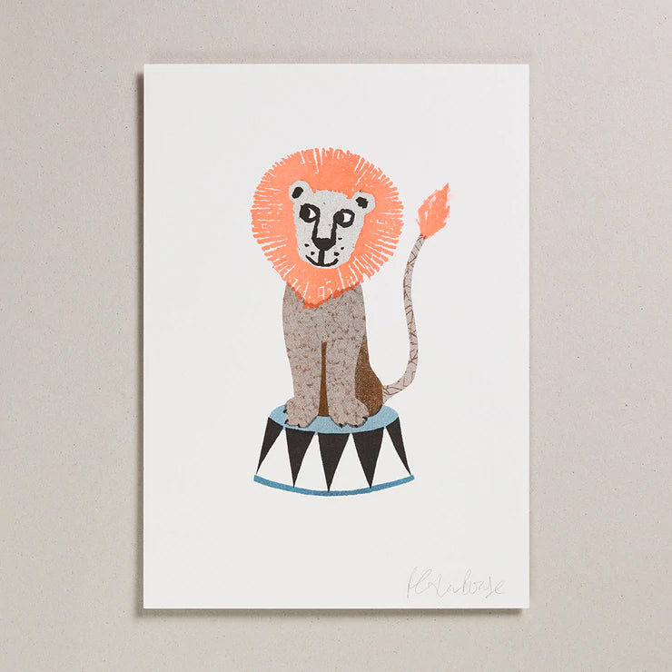 Lion Risograph Print by Petra Boase
