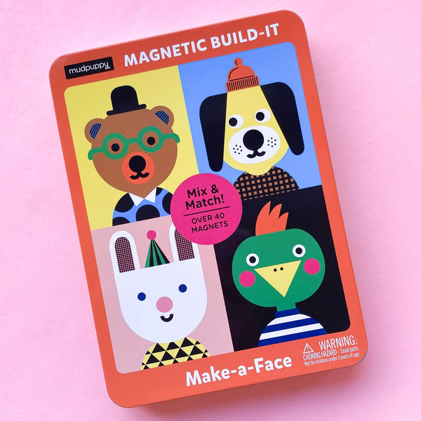 Make-a-Face Magnetic Build-It with 4 illustrated background scenes and magnetic parts so you can create your own animal faces
