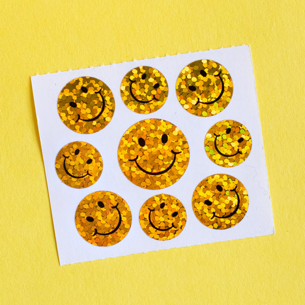 Micro Happy Face Prismatic Stickers