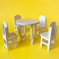 Miniature Paintable Wood Dining Set Table and Chairs