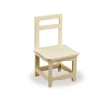 Miniature wooden dollhouse chair with a square seat and open back