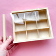 Natural Unfinished Wood Storage Box with Sliding Clear Lid