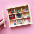 Natural Unfinished Wood Storage Box with Sliding Clear Lid