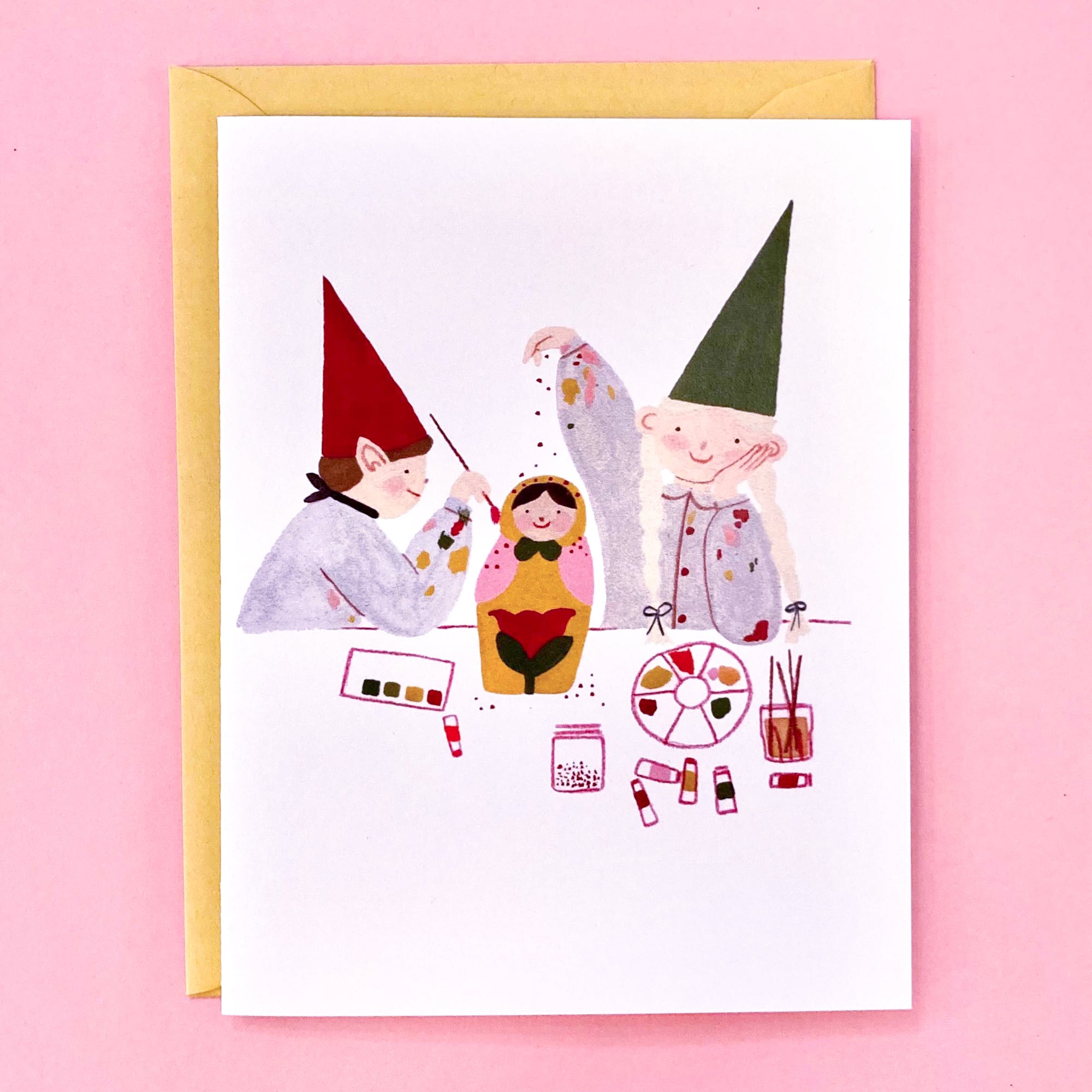 Nesting Doll Elves Greeting Card by Chelsea O’Byrne