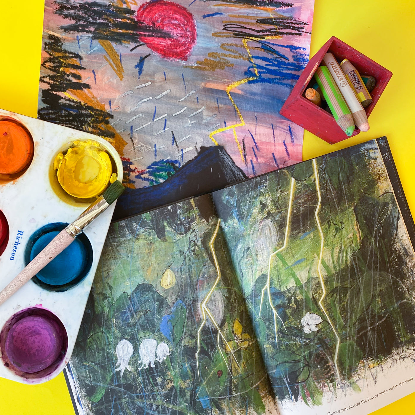 Online Mixed Media Art Class for Kids aged 3 to 8 years inspired by the book Every Color of Light