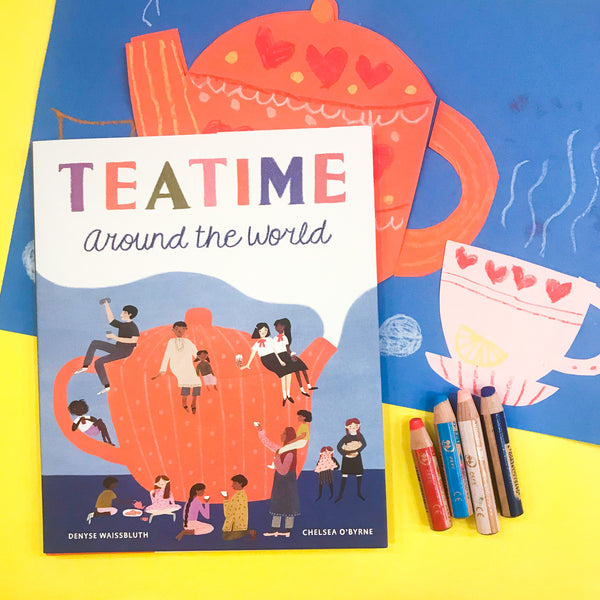 Online Mixed Media Art Class for Kids aged 3 to 8 years inspired by the book Teatime Around The World