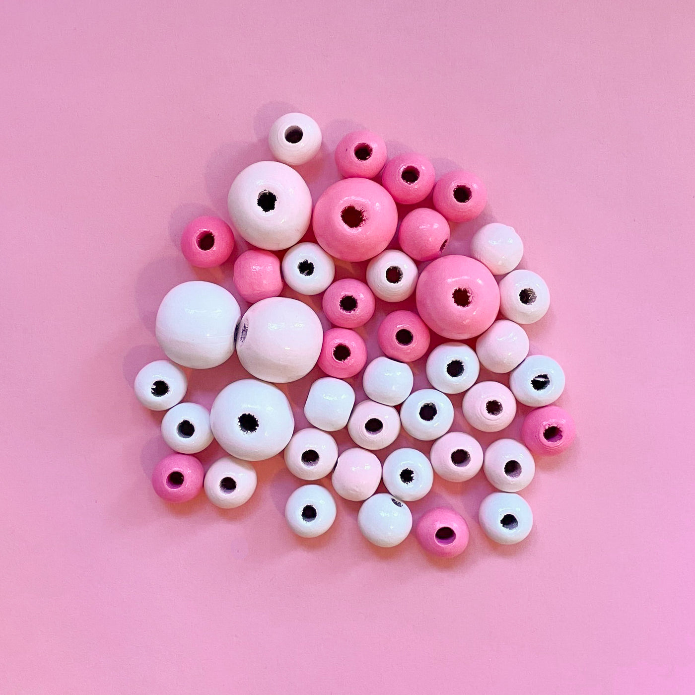 Painted Wood Beads – Pink Medley (42 pieces)