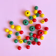 Painted Wood Beads 42 pieces