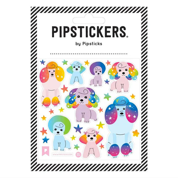 Pampered Poodles Stickers with rainbow poodle dogs and stars