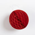 Honeycomb paper ball decoration in red color and 4" in size by petra boase