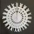 Paper Snowflake Fan Decoration - Large White Feather Pattern