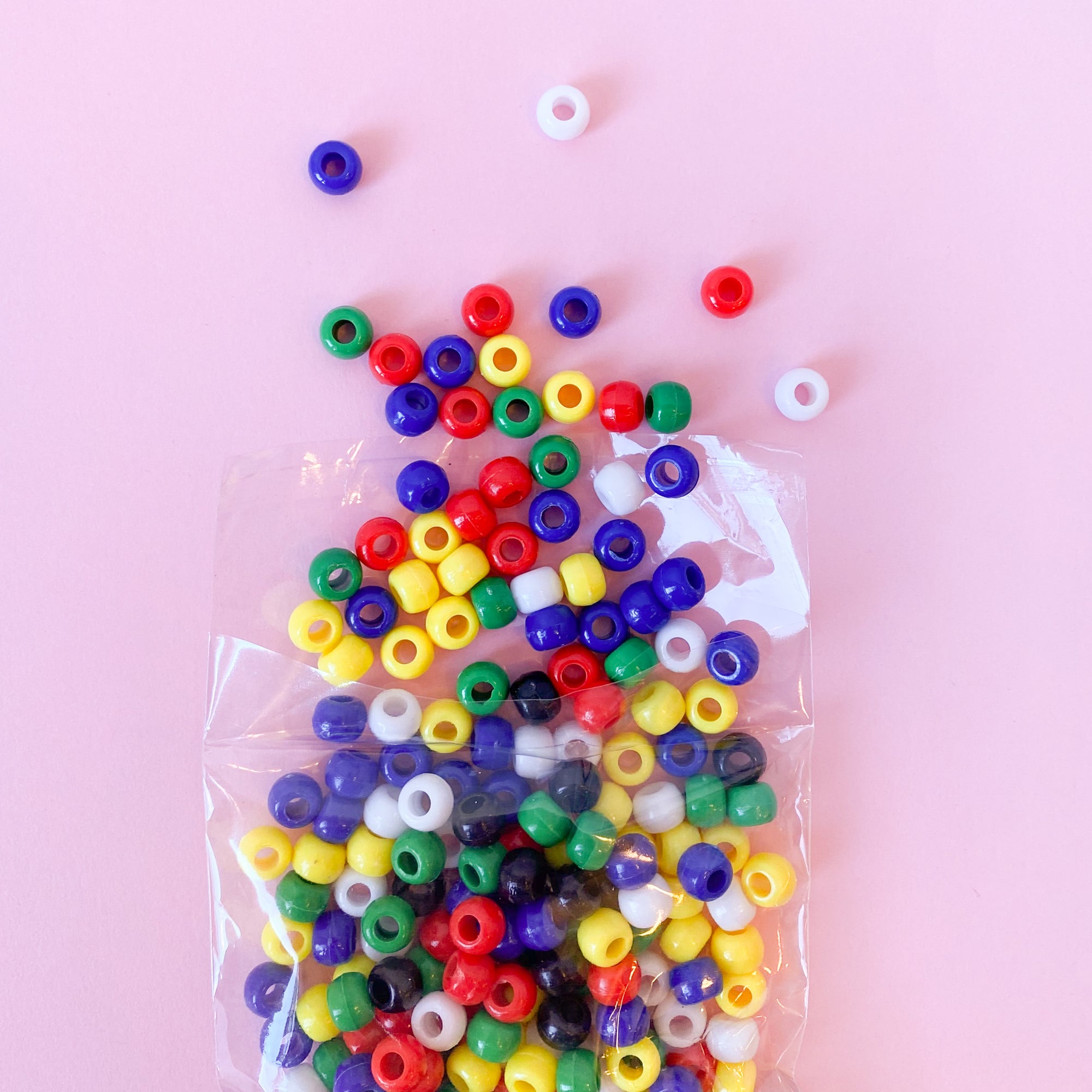 Pony Beads Opaque mix of colors with red, blue, yellow, green and white