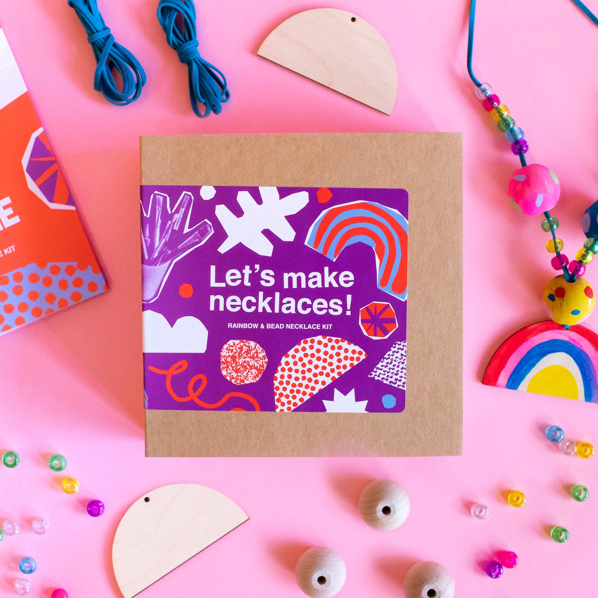 Wooden Rainbow and Bead Necklace Craft Kit for kids