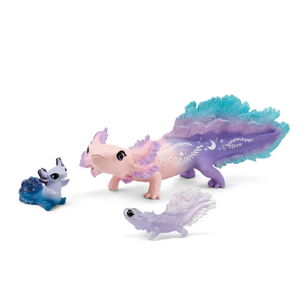 Schleich bayala Axolotl Discovery Set with 3 toy figurines in pink and lavender colors