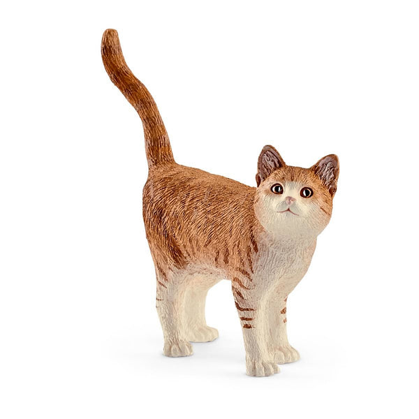 Schleich Farm World Cat Walking Orange Stripe Toy Figurine