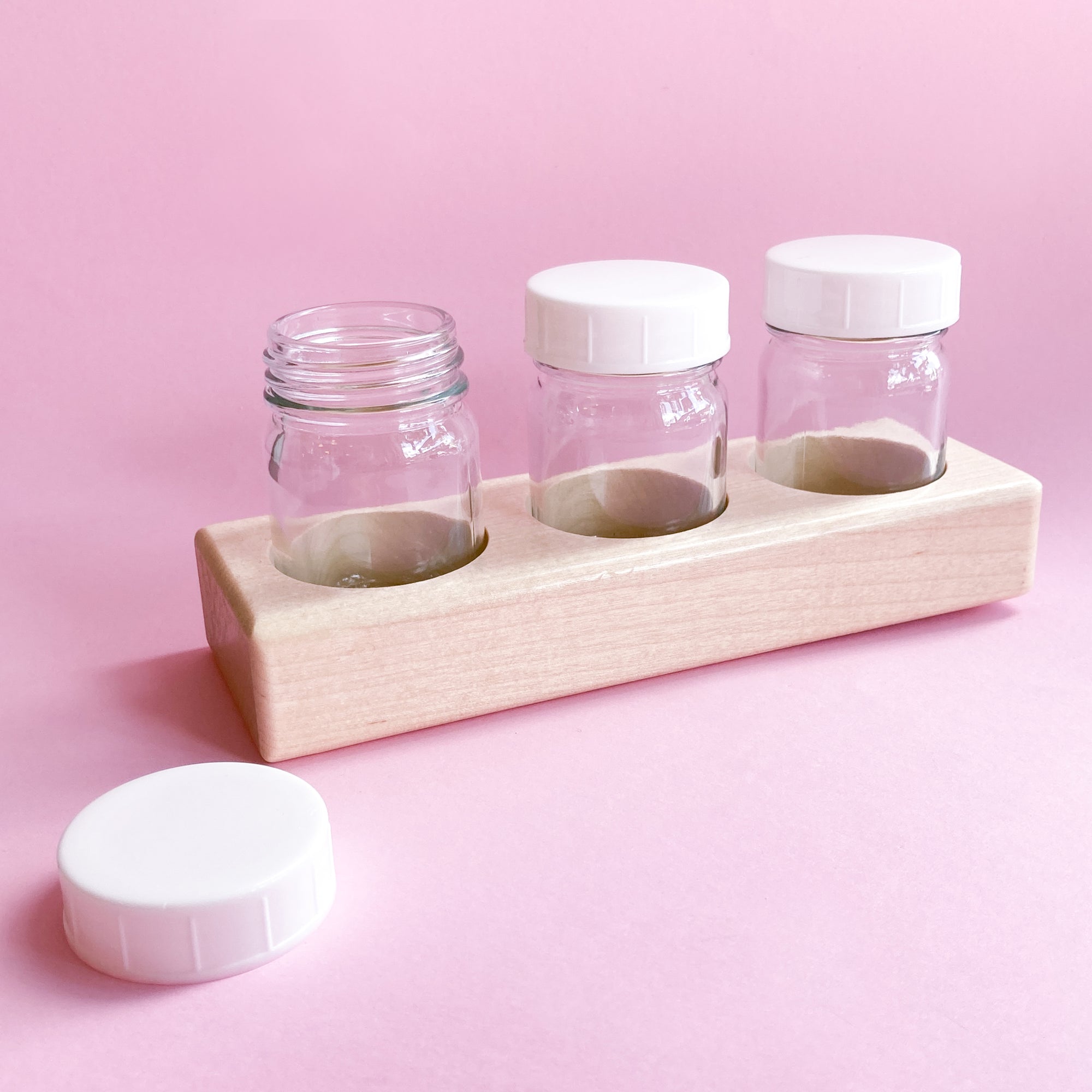 Watercolour Paint Holder made of wood with 3 small jars in 50ml
