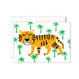 Tigre / Tiger Mini Greeting Card with an orange Tiger and green palm trees