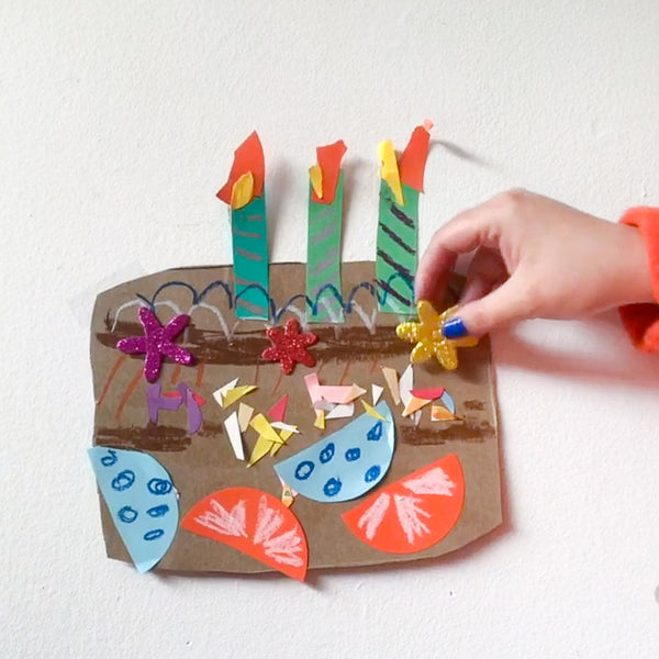 Online Mixed Media Art Class for Kids aged 3 to 8 years inspired by the book When's My Birthday