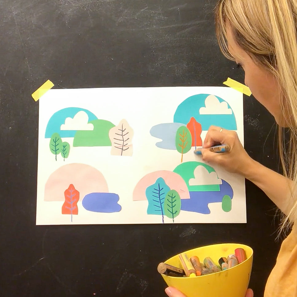 Online Mixed Media Art Class for Kids aged 3 to 8 years inspired by the book My Friend Earth